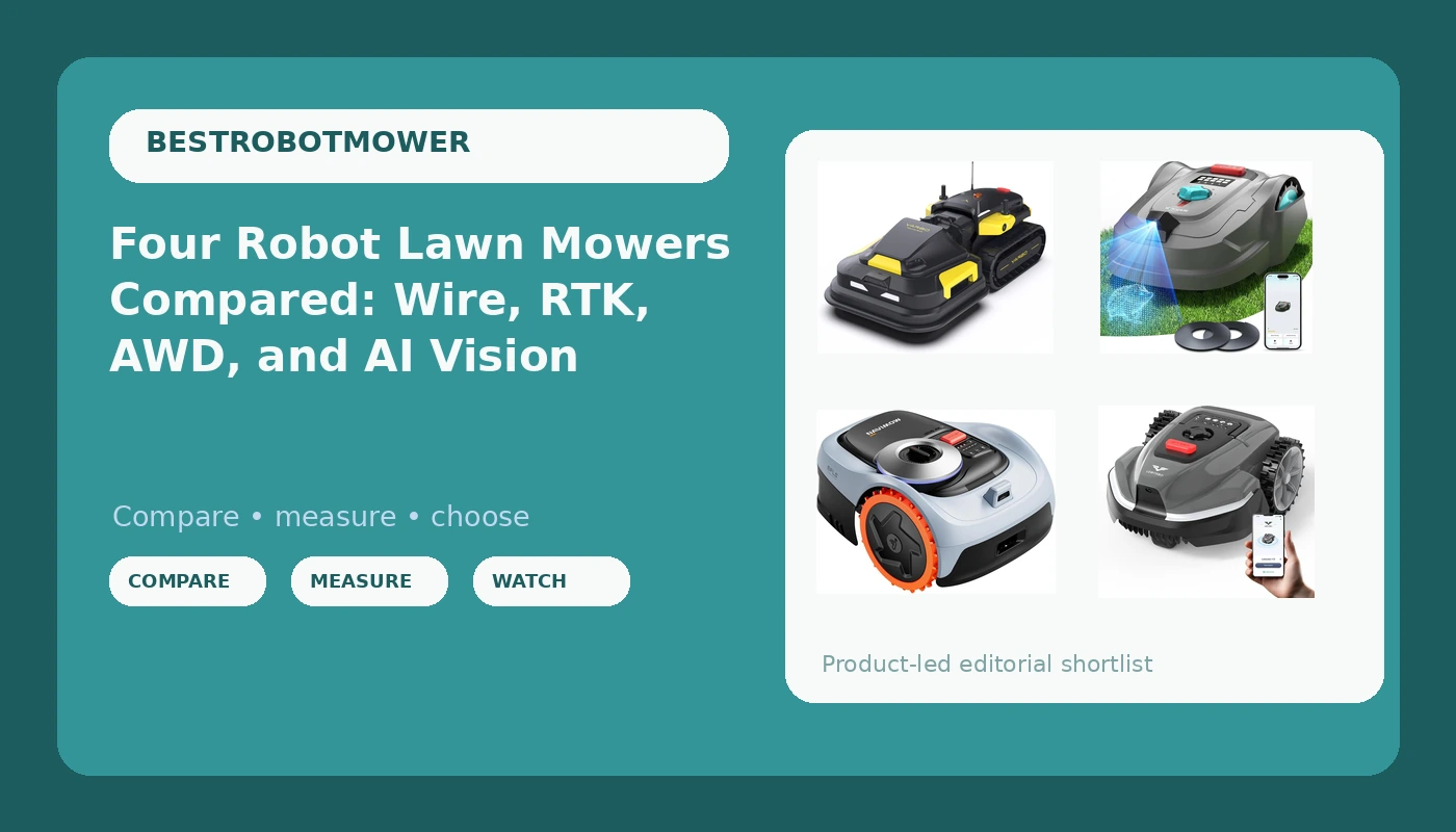 Four Robot Lawn Mowers Compared: Wire, RTK, AWD, and AI Vision