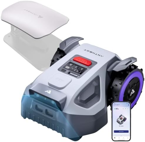 ANTHBOT M5 Robot Lawn Mower 1/8 Acre with Garage, Dual Vision+Full-Band NRTK Robotic Lawnmower, No Perimeter Wire, App Control Obstacle Avoidance, 45% Slope, Cutting Height, Multi-Zone Mapping