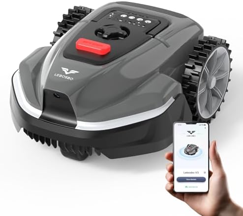 V3 Robotic Lawn Mower with AI Vision Obstacle Avoidance, Smart APP Control, Low-Noise Operation, Adjustable Cutting Height, No-Go Zones, Ideal Robot Lawn Mower for Lawns Up to 1600 Sq.Ft