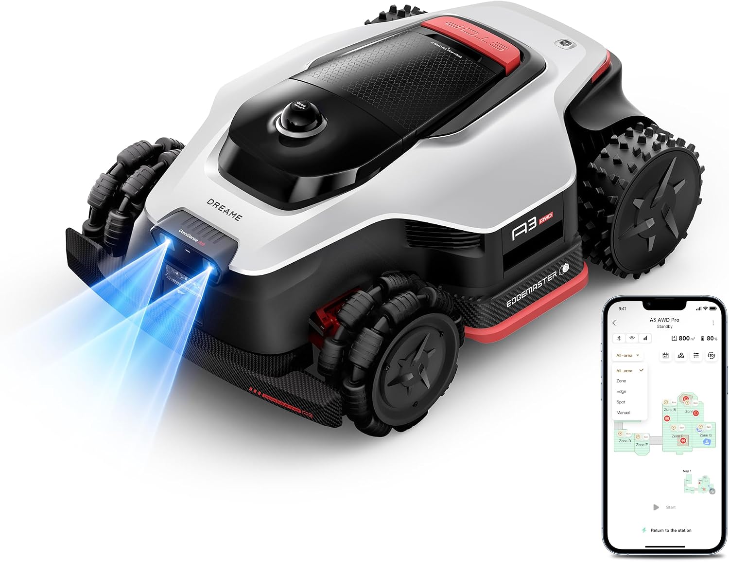 (Latest) DREAME LiDAR Robot Lawn Mower A3 AWD Pro 2500 Wire-Free,0.62 Acre